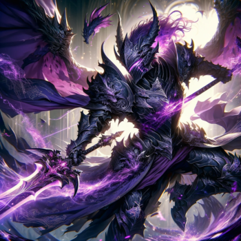 紫龍の鎧をまとった竜騎士